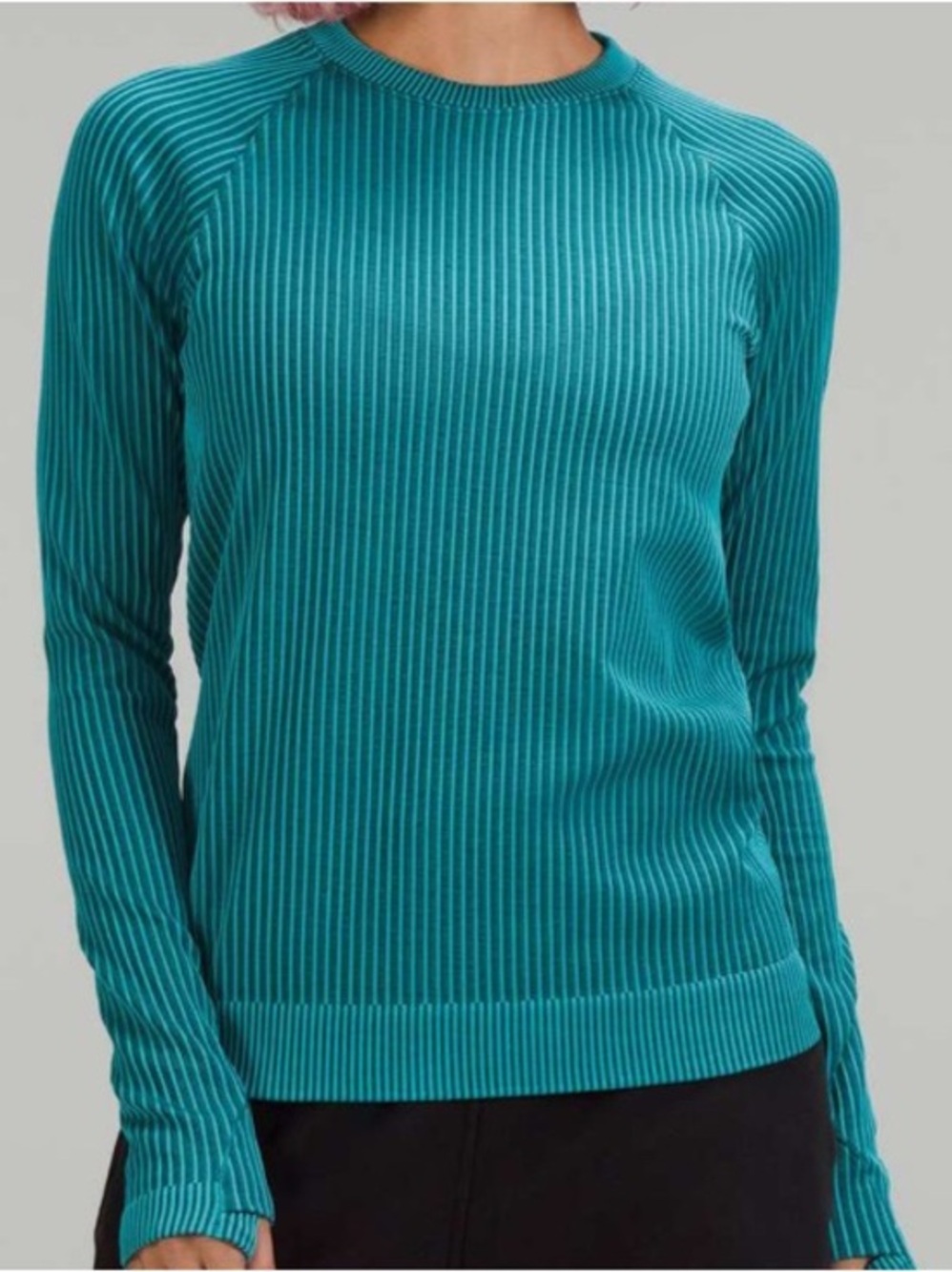 Lululemon Rest Less Pullover Colour Rib Green Jasper / Oceanic Size 6